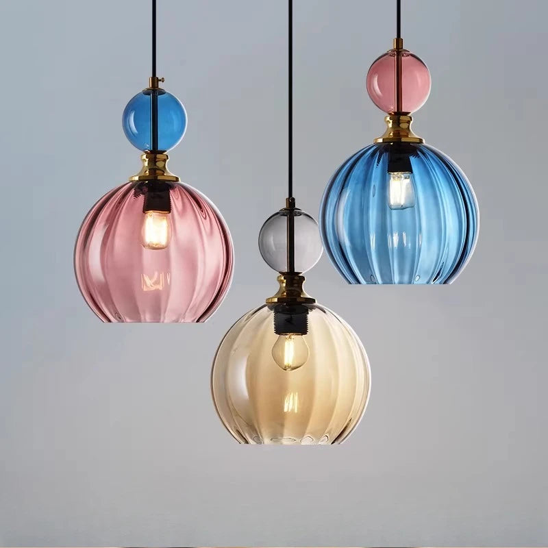 Modern stained glass chandelier Restaurant bar bedside creative bedroom personality model room Pendant lamp home decor Light