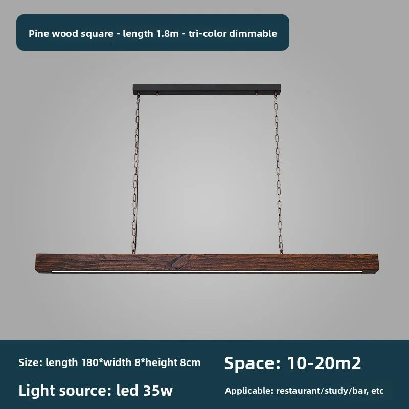 New Solid Wood Chandelier For Modern Minimalist Dining Bar Single-Line Chandelier For Tea Room Wooden Long Chandelier For Lounge