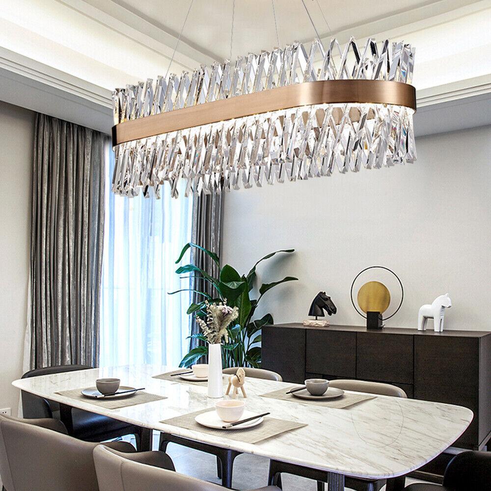 Modern Crystal Chandelier LED Kitchen Dining Room Pendant Lamp Ceiling Light