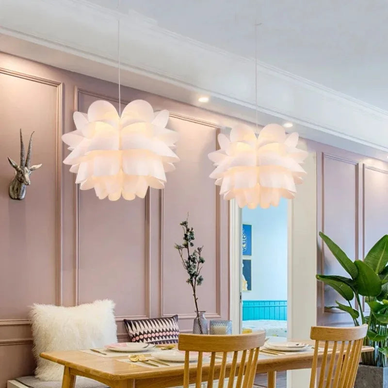 Nordic Minimalist Lotus LED Pendant Light - Single-Head Acrylic Chandelier for Dining, Bedroom & Living Room