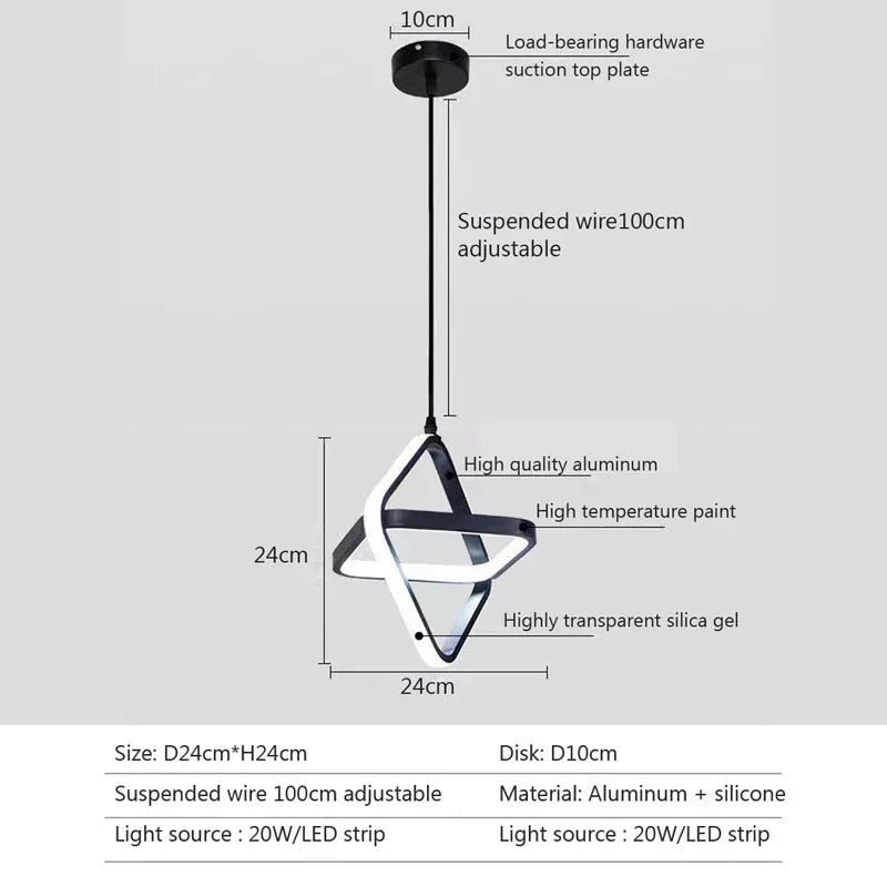 Modern Led Pendant Lights Black Chandelier For Dining Room Bedroom Bedside Pendant Lamp Home Dining Table Room Decor Hanging Lamp