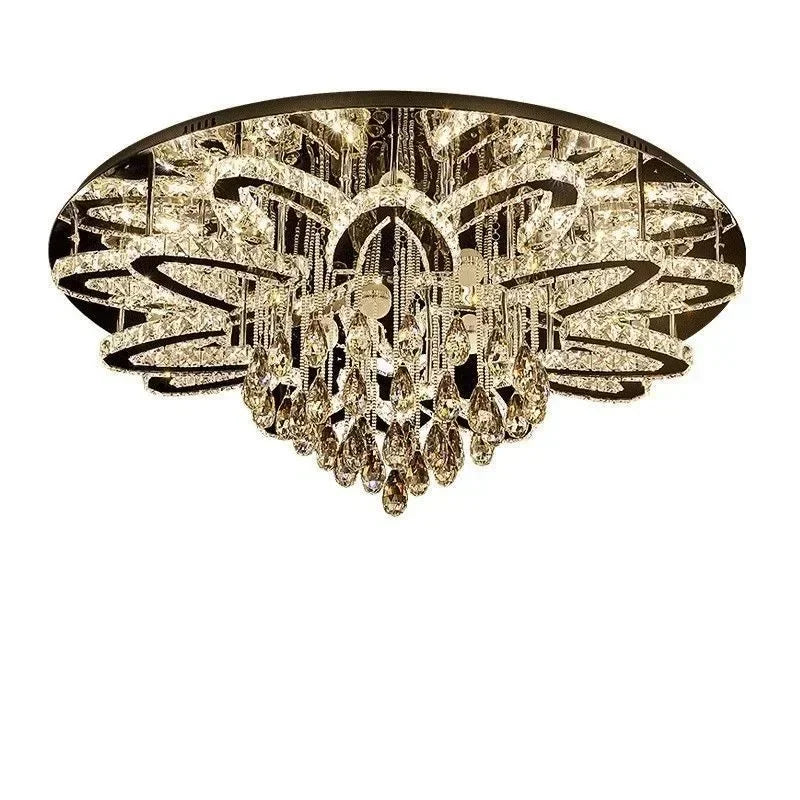 Modern living room infinitely adjustable smart crystal lamp circular LED lamp bedroom and dining room ceiling lamp