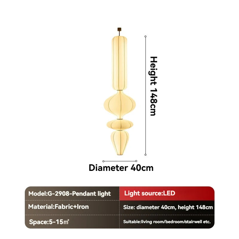 Nordic Silk Pendant Lamp For Staircase Living Room Loft Italian Designer White Silk Pendant Lights Led Hanging Chandelier