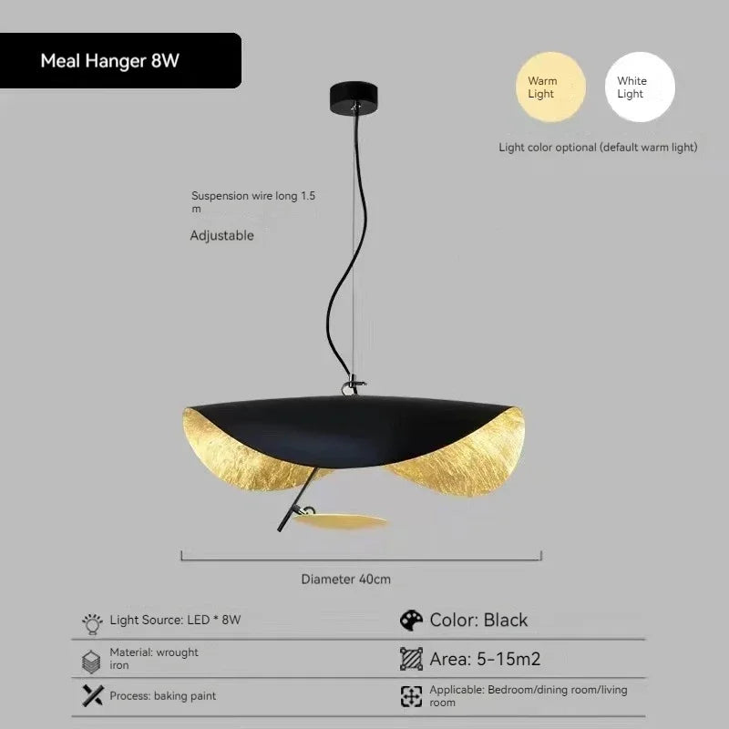 Modern Curved Chandeliers Living Room Restaurant French Hat Art Design Indoor Pendant Lights Home Decoration Eye Protection LED