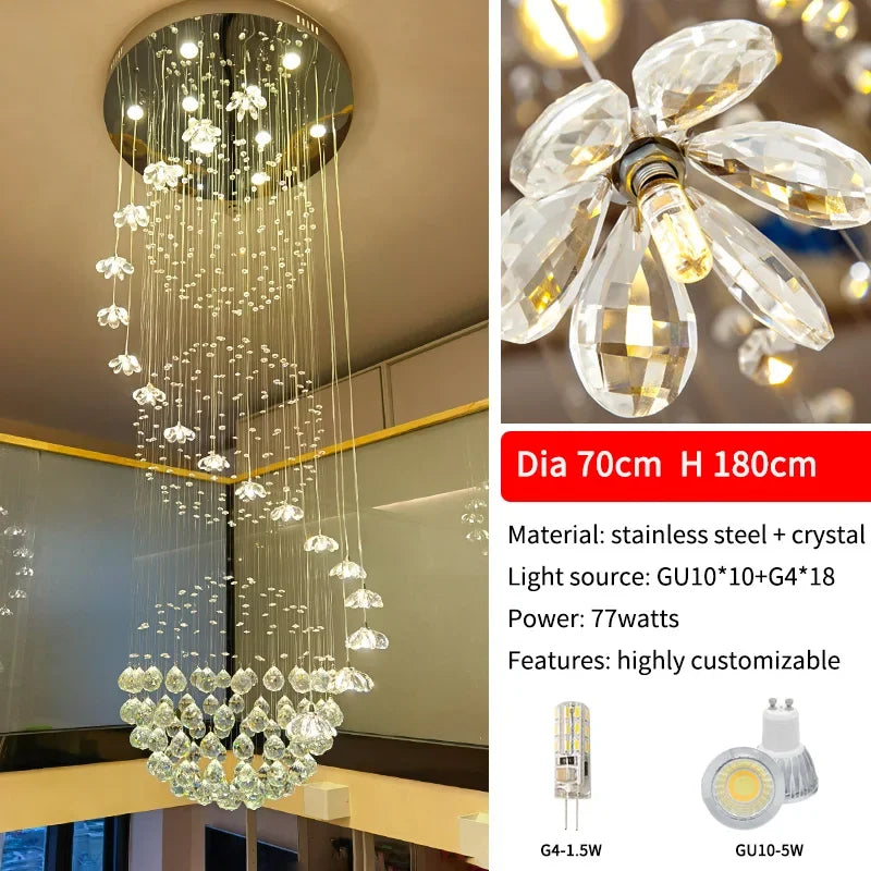 New Modern Chandeliers For Duplex Building Living Room Staircase Pendant Lamp Nordic Loft Spiral Long Chandelier Lustre Fixtures