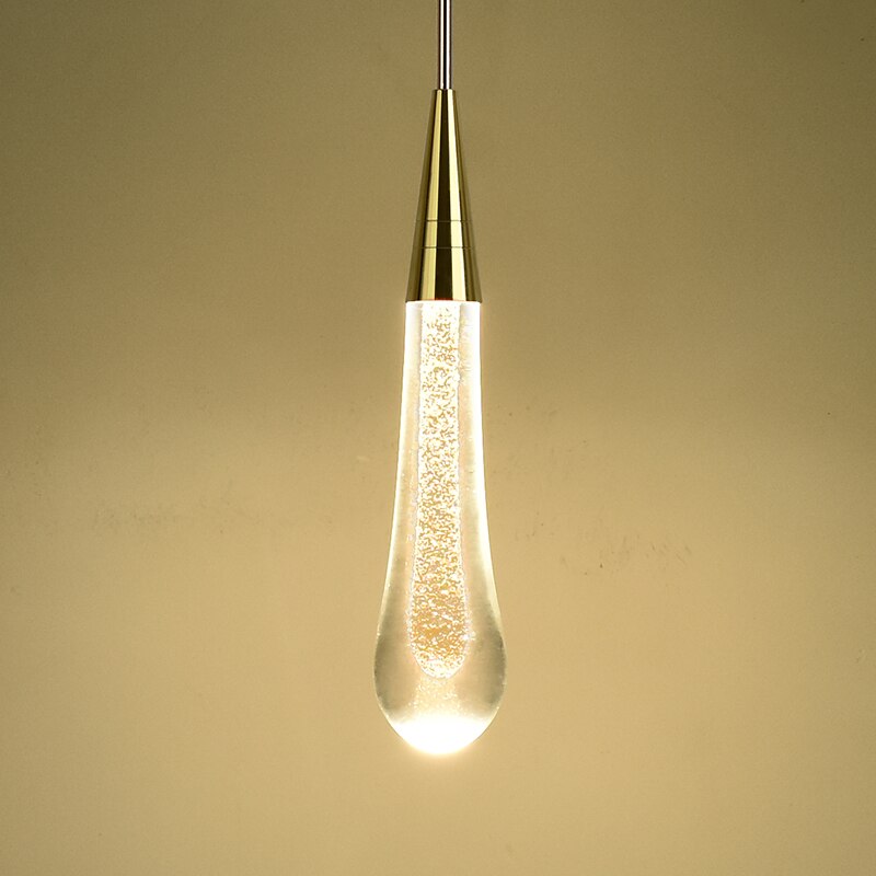 Modern Creative LED Lamp Pendant ForStair Lamp,Duplex Building Villa,Apartmenthigh Hanging Simple Crystal Gold Flowing Waterdrop