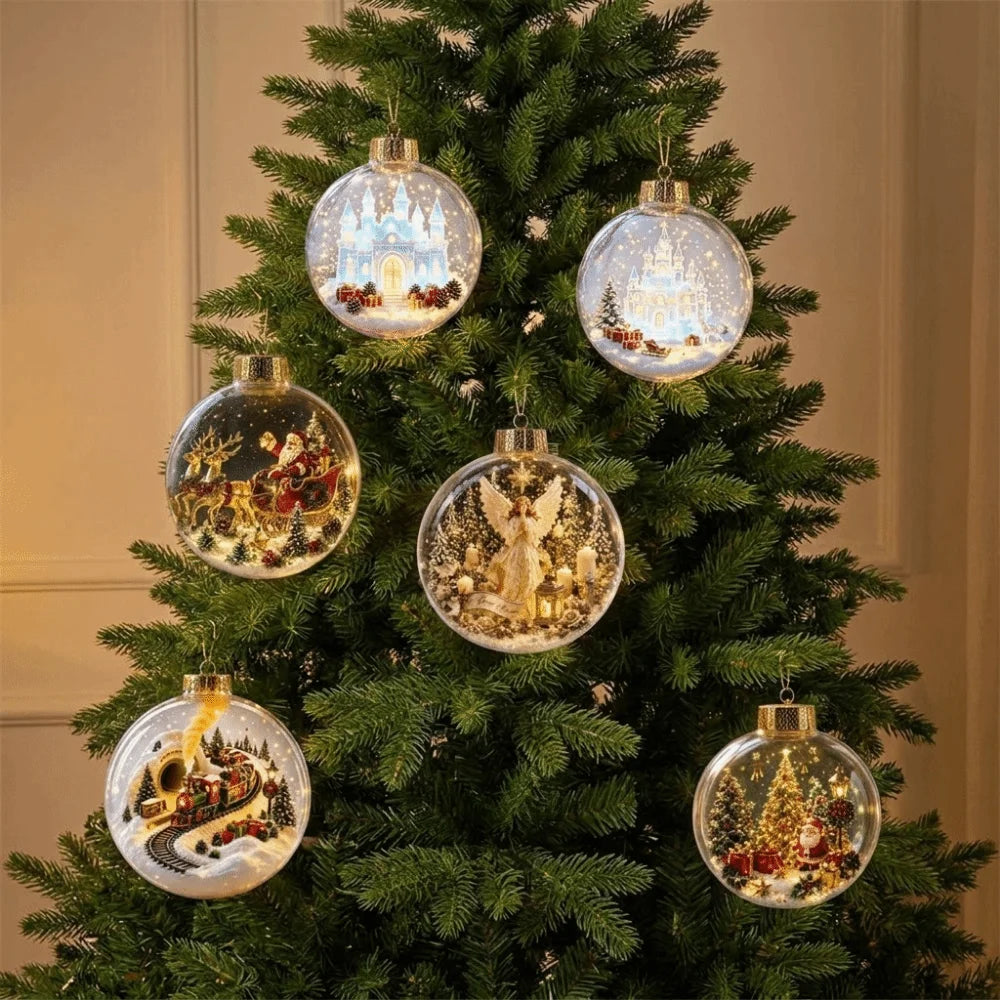 Acrylic Lighted Christmas Ball Ornament Transparent LED Lighted LED Christmas Tree Globe Decor Decorative