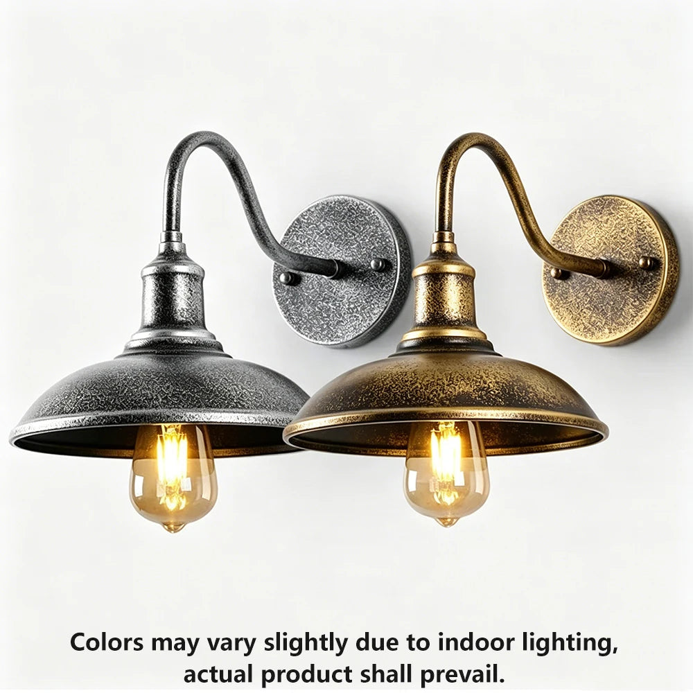 Retro Waterproof Outdoor LED Wall Lamp (E27 Socket Base) - Vintage Weatherproof Exterior Sconce Fixture for Courtyard, Garden, Balcony & Entryway