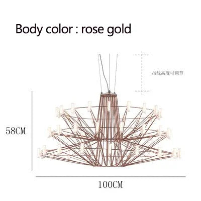 Moooi Coppelia Designer Loft Villa Duplex Chandelier Luxury High-end Living Dining Room LED Round Iron Wire Decor Lighting
