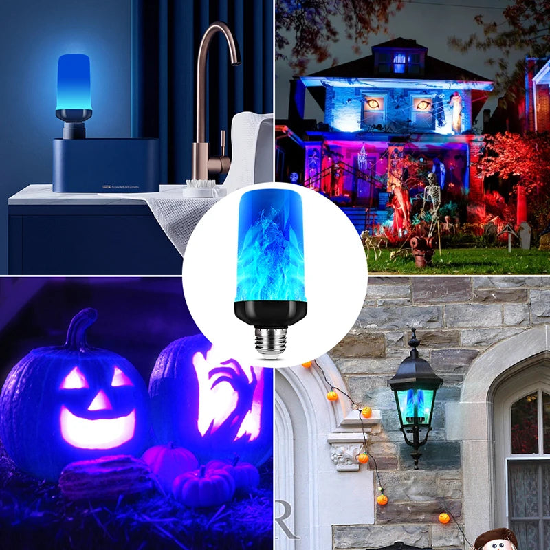 E27 12W LED Flame Effect Light Bulb Purple Blue Yellow Fire Simulation for Party KTV Festival Garden Home Decor Outdoor Lighting