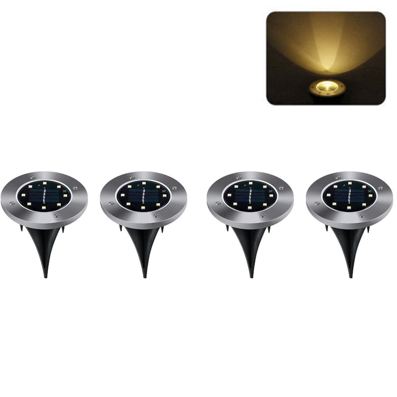 8 LED Solar Garden Lights Outdoor Patio Disk Buried Lights In-Ground Landscape Lighting For Lawn Patio Pathway Yard Deck Walkway