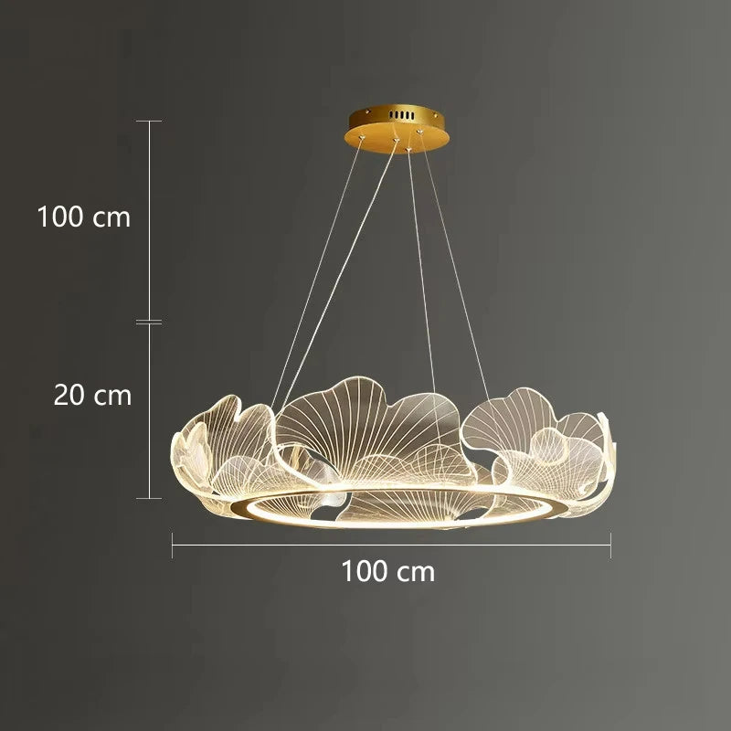 Postmodern Light Luxury Lotus Leaf Chandelier - Dimmable Nordic LED Ceiling Lamp