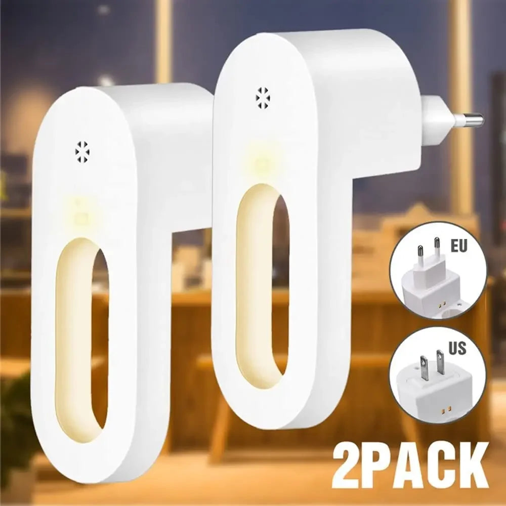 LED Night Light with Dusk-to-Dawn Twilight Sensor (EU/US Plug) - Warm White Energy Saving Plug-In Wall Lamp for Kids Room, Bedroom & Hallway