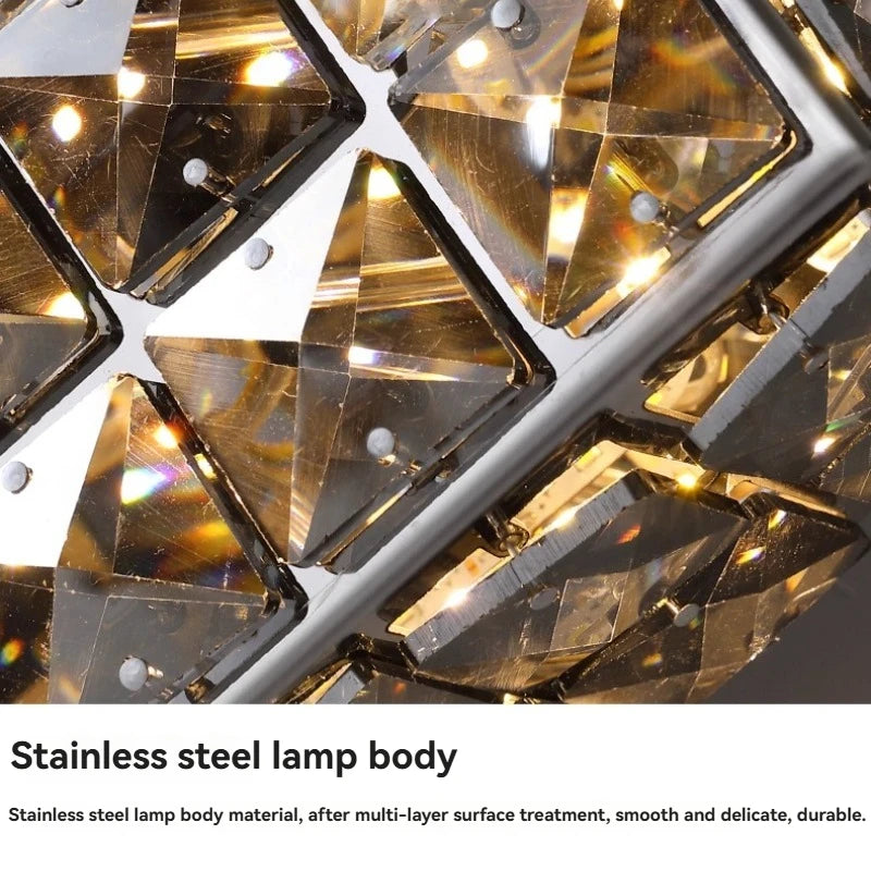Luxury Dimmable Crystal LED Wall Lamp - Eye-Care Modern Sconce Light Fixture for Bedroom Bedside, Living Room & Study