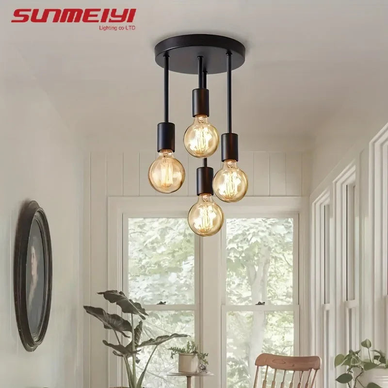 E27 Bulb Modern LED Ceiling Light Black - Energy Saving, Living Room, Bedroom, Kitchen, Easy Installation, Bulb
