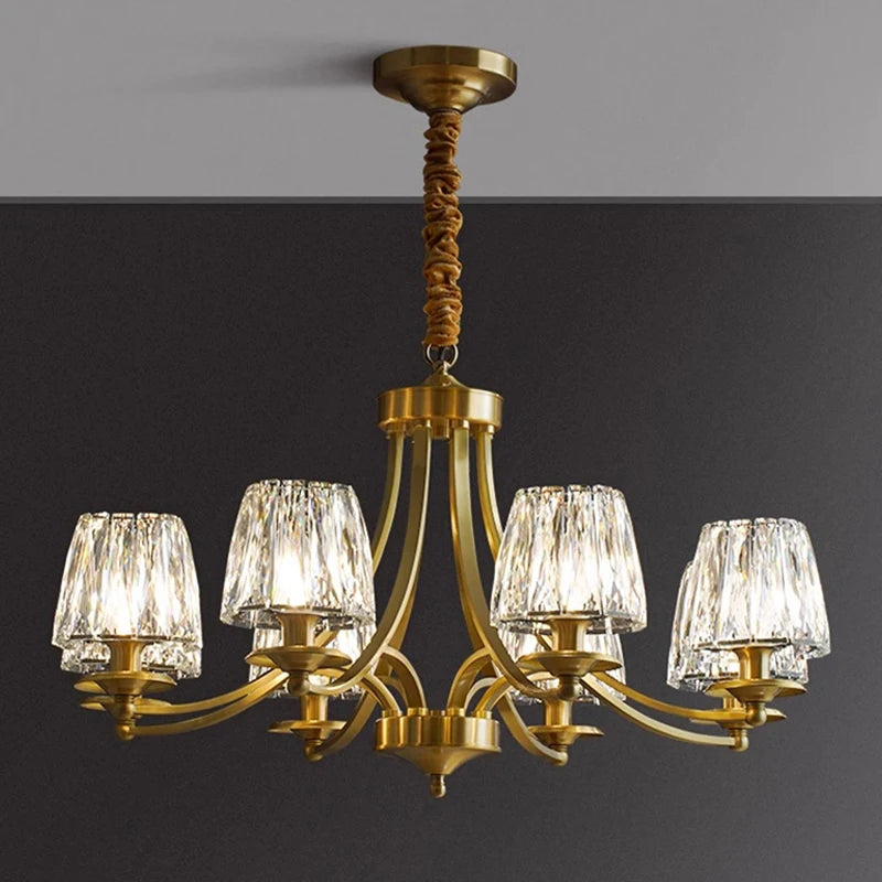 Copper Crystal Chandelier For Living Room Bedroom Study Dining Room Kitchen Villa Modern Luxury Style Gold Lamp Pendant Light