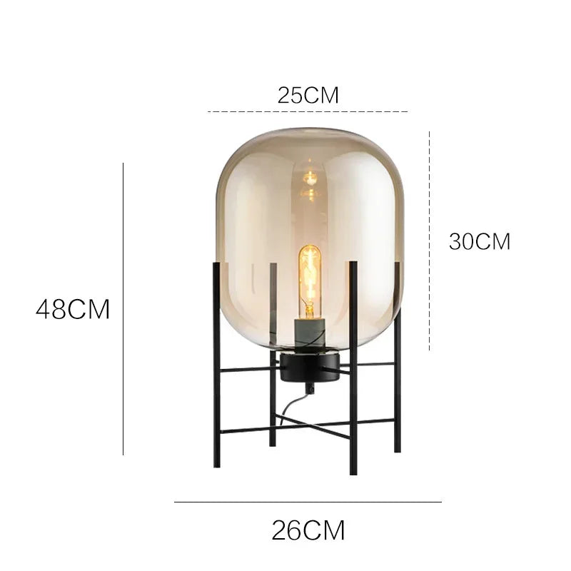 Nordic postmodern glass decorative creative floor lamp, LED glass spherical table lamp, retro vertical floor lamps