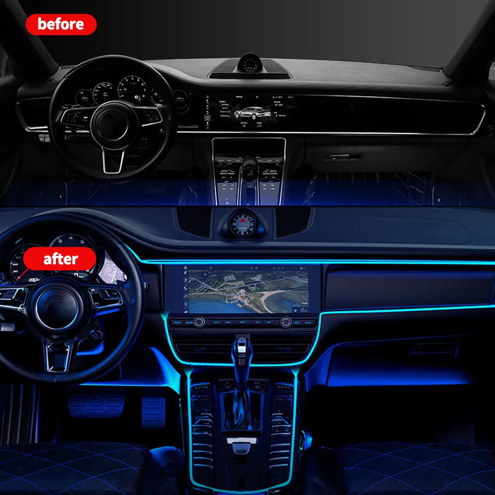 LED Car Light Lamp Flexible Auto Interior Decorative Atmosphere Wire Strip Cold LED Light