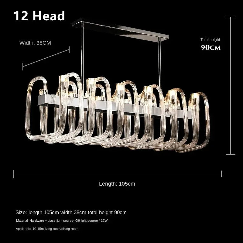 2025 New Post-Modern Simple Living Room U Shaped Glass Ceiling Chandelier Italian Designer Lustre Light Luxury Art Pendant Lamps