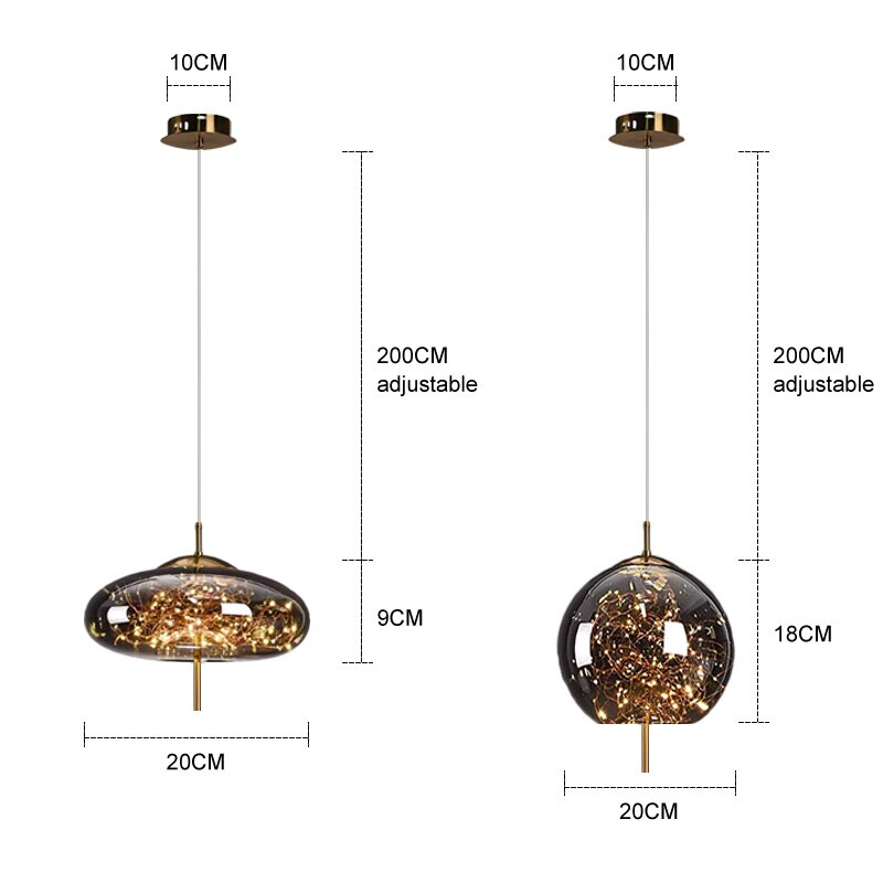 Nordic Glass Ball bedroom chandeliers for Dining Room kitchen fixture pendant lights Restaurant art Decor amber Hanging Lamp