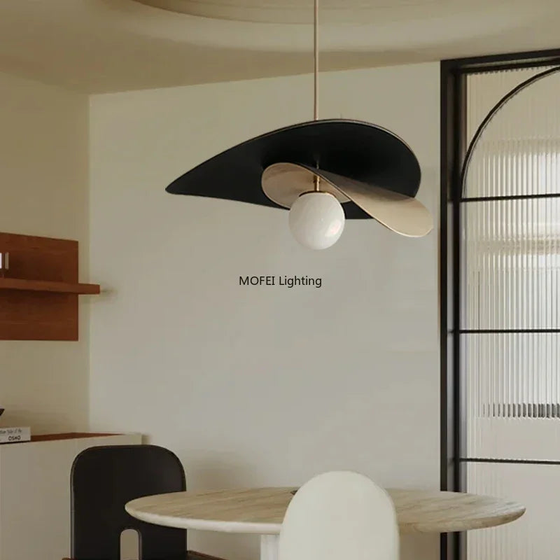Modern Designer Hat Pendant Light Wabi Sabi Minimalist LED Chandeliers Restaurant Nordic Pendant Light LED Chandeliers Fixture