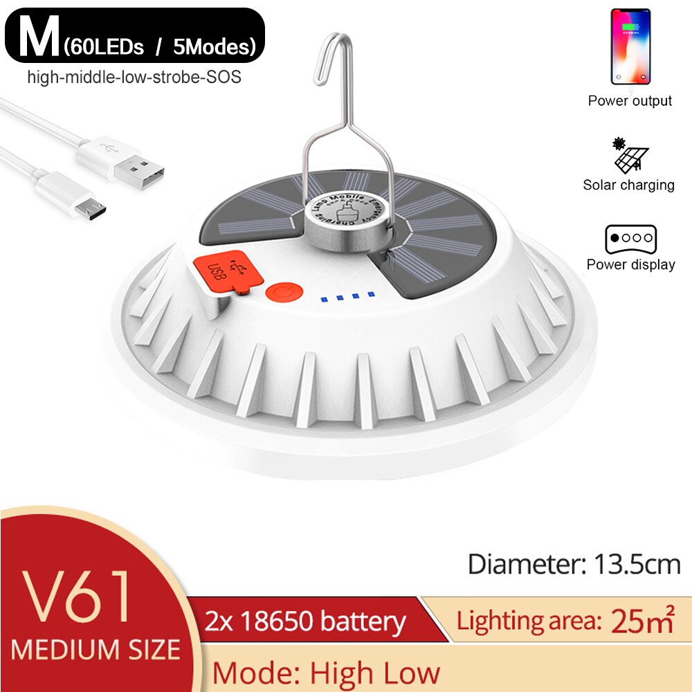 Solar Rechargeable Camping LED Lamp Bulb Remote Control Charge Lantern Portable Emergency Night Market Light Outdoor Home