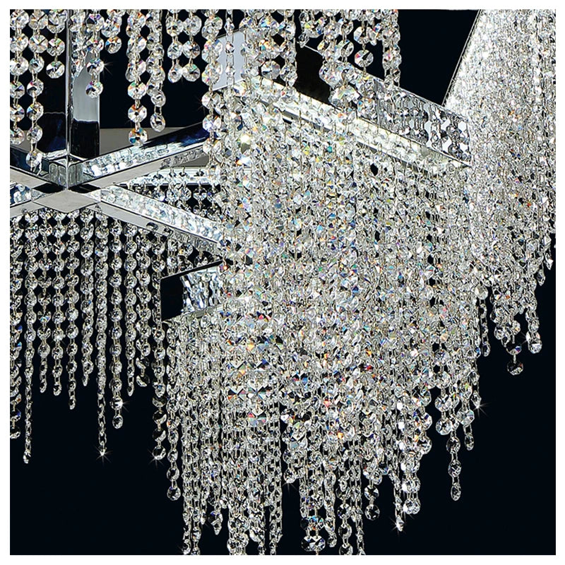 Postmodern Luxury K9 Crystal Chandelier Led G9 Chrome Steel Chandelier Dining Room Living Room Home Hanging Lighting Fixtures