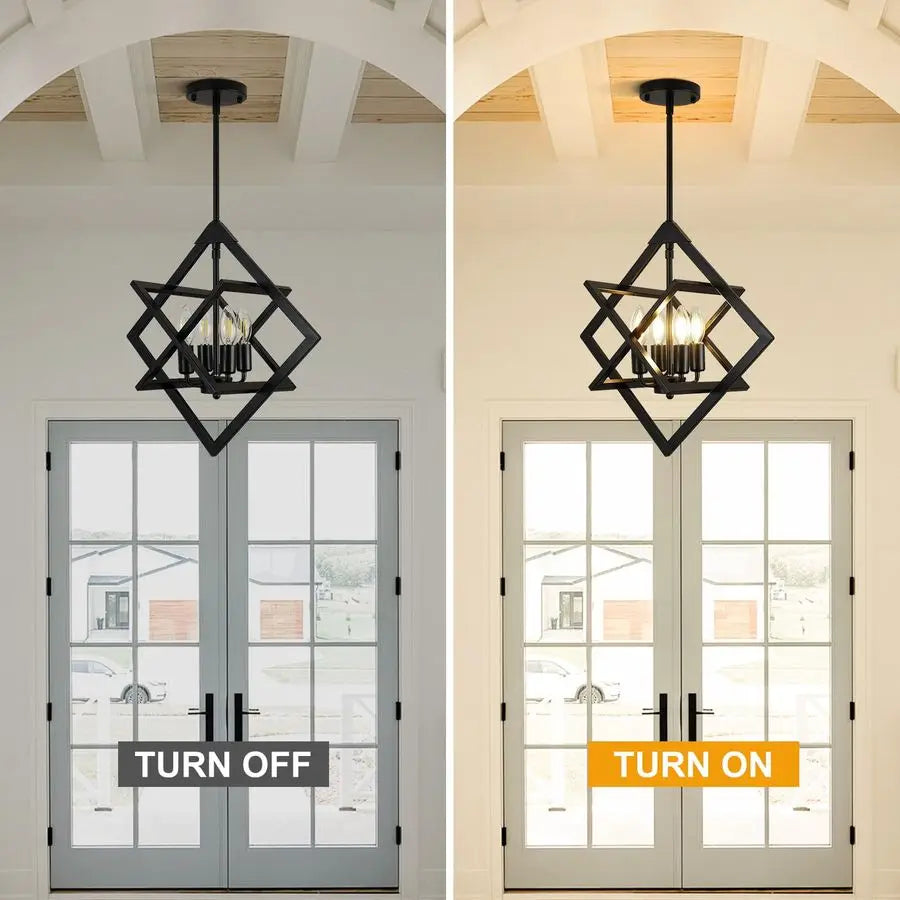 Modern Pendant Lights Kitchen Island, 4Light Matte Black Farmhouse Pendant Light Fixtures, Industrial Hanging Pendant Lights Fix