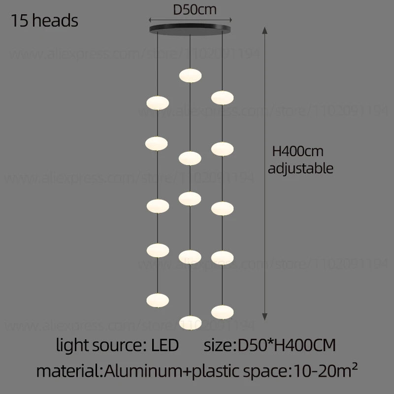 Stairs Modern Chandelier Loft Duplex Living Room Hotel Lobby Long Pendant Nordic Home Decorative Lighting Ball Long Line Pendant
