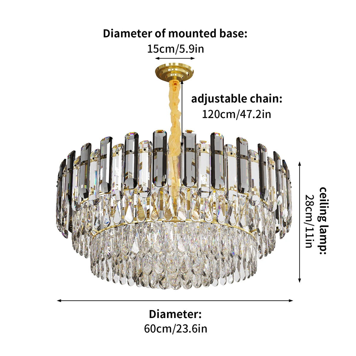 Modern K9 Crystal Chandelier Round Ceiling Fixtures Pendant Lights Living Room Bedroom