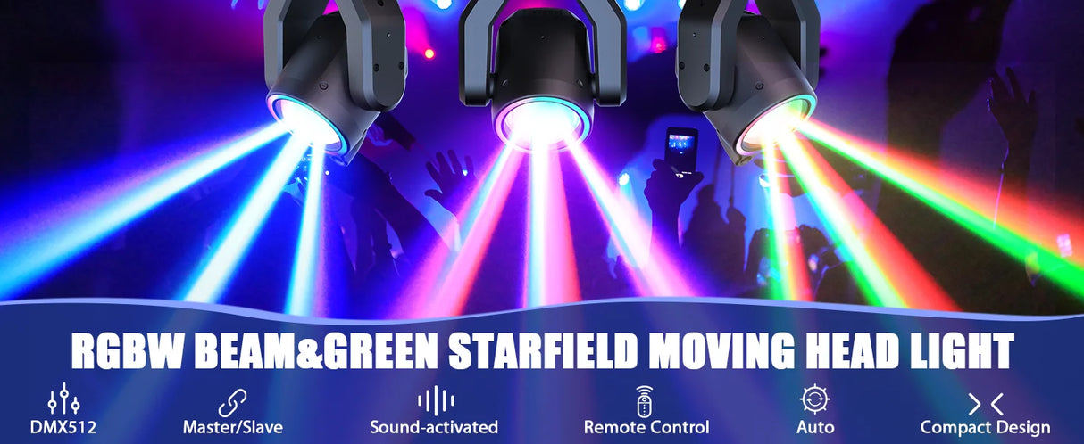 Mini 30W Spot Beam Moving Head Light LED 4IN1 RGBW Effect Strobe Stage Light DMX Sound Activated DJ Disco Bar Party Light