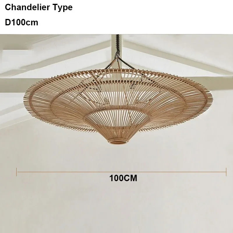 Japanese retro Wabi sabi pendant lamp restaurant Southeast Asian handmade rattan lamp home decoration living room bedroom lamp