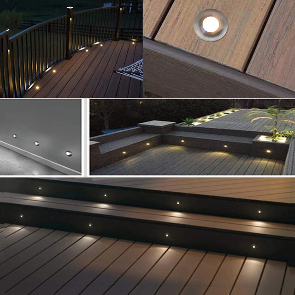 Low-Voltage DC 12V LED Deck & Step Lights - Waterproof Recessed Patio Staircase Lighting Pack