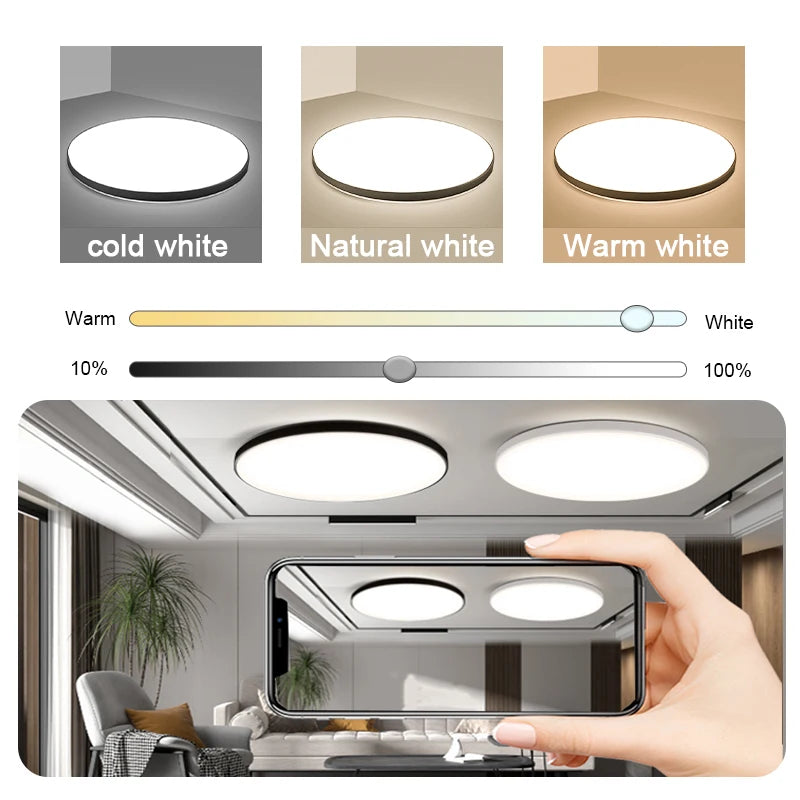 Modern Led Ceiling Lamp Remote Control Dimmable Ceiling Lights 110-265V Smart Indoor Lighting Fixture for Living Room Bedroom