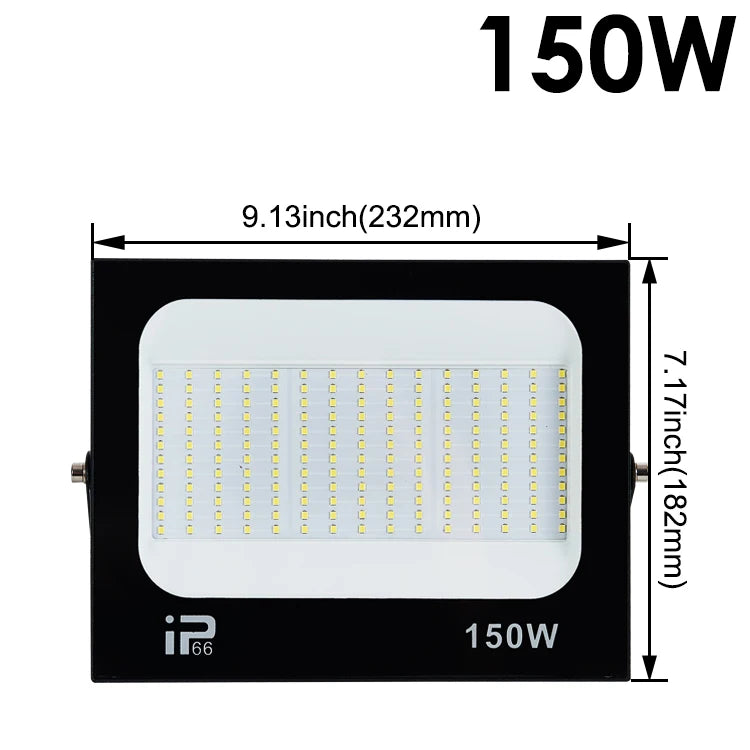 LED Flood Light Outdoor Spotlight (10W–100W) 220V - 6500K Daylight IP66 Waterproof Wall Lamp for Garage, Gym & Street