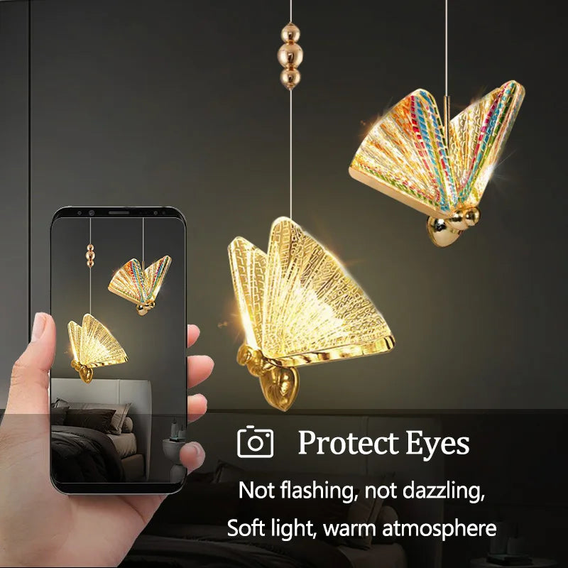Butterfly Led Pendant Lights chandelier Lamparas Indoor Lighting Bedside Living Dining Room Kitchen pendente iluminação Light