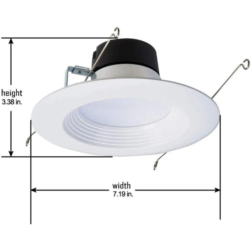 6 inch Recessed LED Can Light – Retrofit Ceiling & Shower Downlight – 3000K - Baffle White Trim - 6 Pack