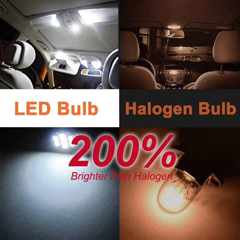 10 PCS MINI Small T10 W5W LED Bulb 12V 1210-8SMD 7000K White Car Interior Dome Reading Map Door Courtesy License Plate Lights