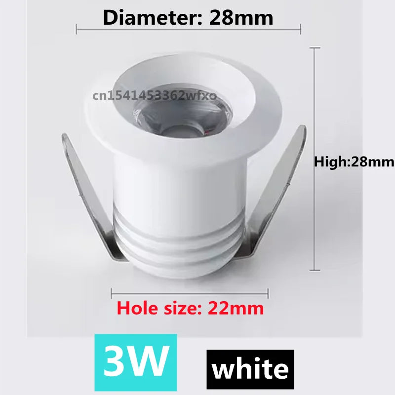 Dimmable LED Mini ceiling light 3W spotlight AC85-265V downlight COB anti-glare aluminum household commercial lighting bulb