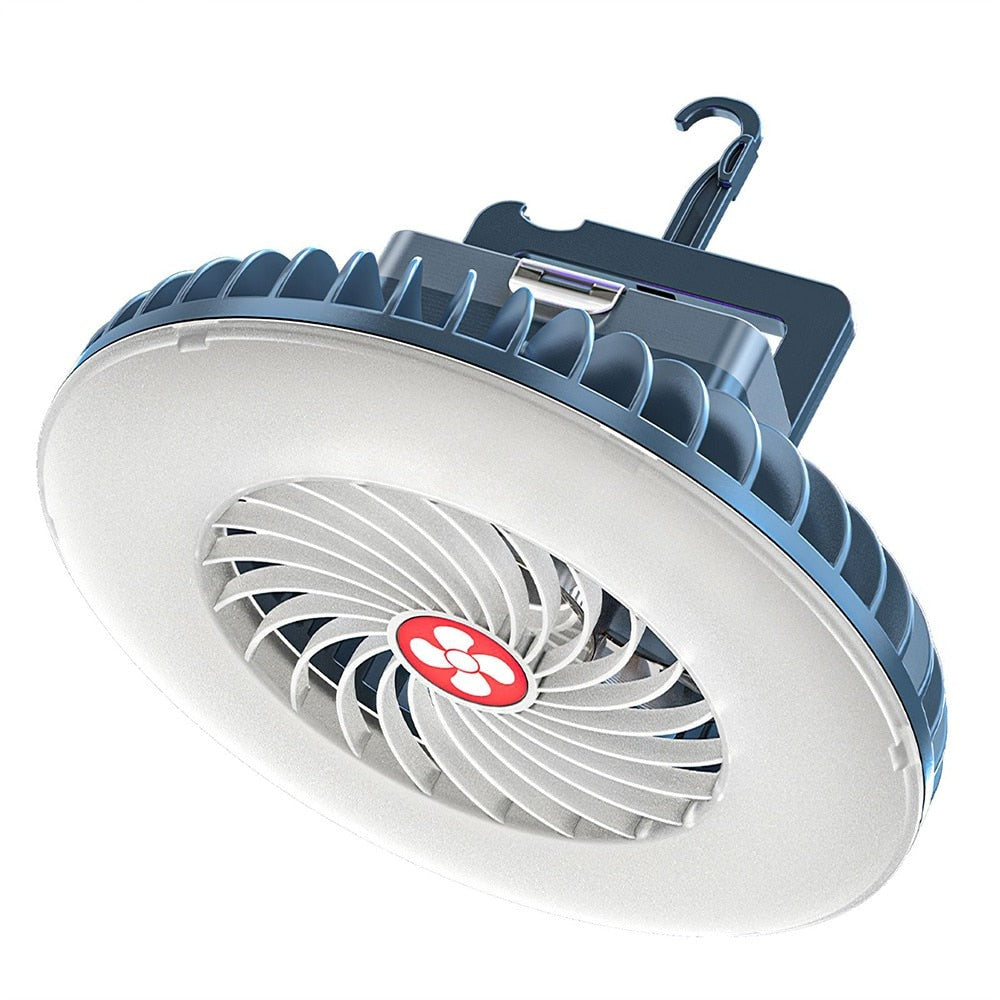 2 In1 LED Fan Light Multifunctional Waterproof Tent Fan Rechargeable Camping Lamp Portable USB Charging Outdoor Light
