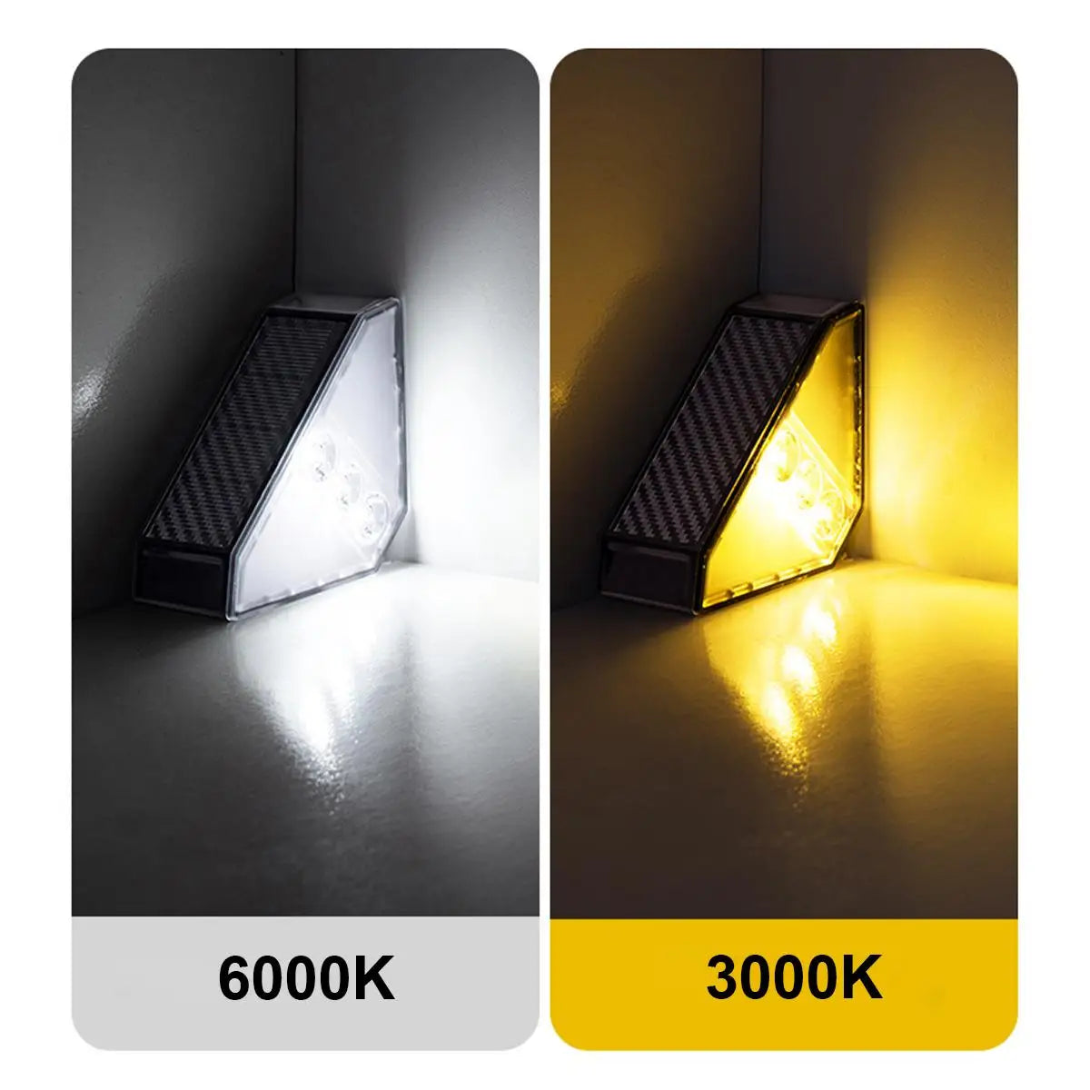Solar LED Step Lights Outdoor Stair Lamps - Waterproof Triangle Landscape Light