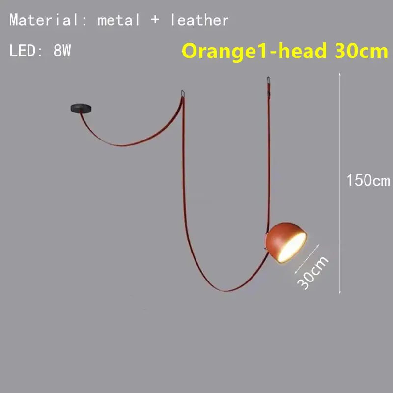 Nordic Art Leather Metal LED Chandelier Living Dining Room Bedroom Bar Island Luminaire Personalized Home Decor Lighting Fixture