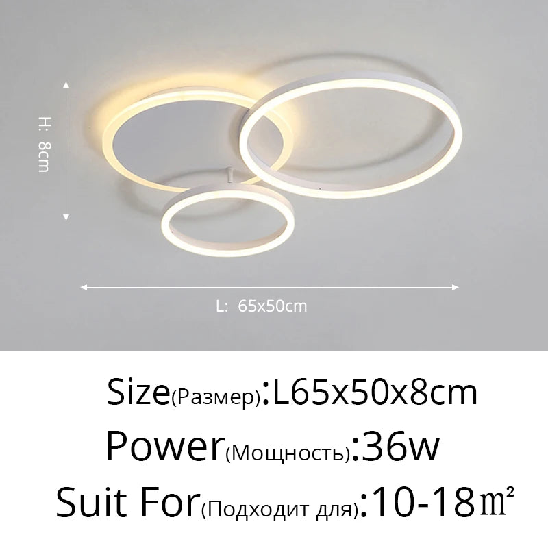 Modern Round Design Ceiling Lights For Living Room Bedroom Gold White Coffee Painted Circle Rings Lighting Fixtures Luminaire