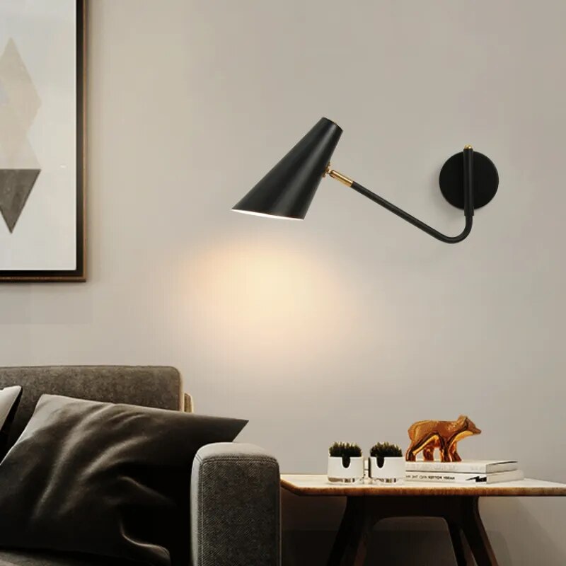 Modern Long Arm Wall Lights Gold Black White Metal Rotatable Foyer Bedside Reading Room Lamp E27 Bulb Drop shipping