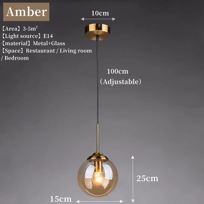 Modern Luxury Metal Chandelier Nordic Creative LED Glass Pendant Lamp Living Room Dining Room Bedside Simple Small Hanging Lamp
