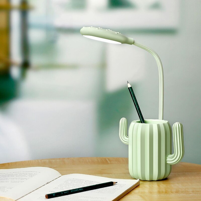 Student lamp Cactus pen holder desk lamp reading eye protection storage table lamp LED charging table lamp gift