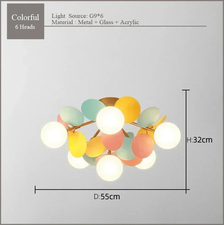 Modern Full Spectrum Ceiling Light - Colorful Bubble Lamp for Living Room