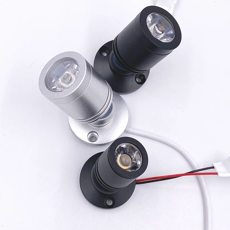 Mini LED Spotlights Ceiling Down Light 110V 220V DC12V 24V Surface Mounted Spots Cabinet Counter Jewelry Showcase Adjusta 1W 3W
