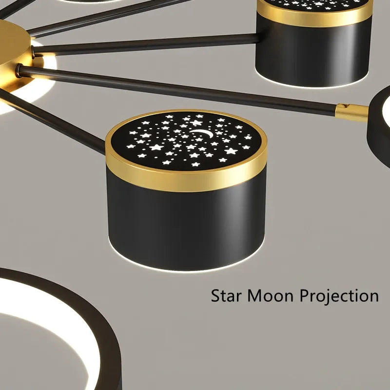 2025 New Chandeliers Romantic Starry Modern Ceiling Light Fixture 6 Lights White Creative Home Stepless Dimmable Ceiling Lamp