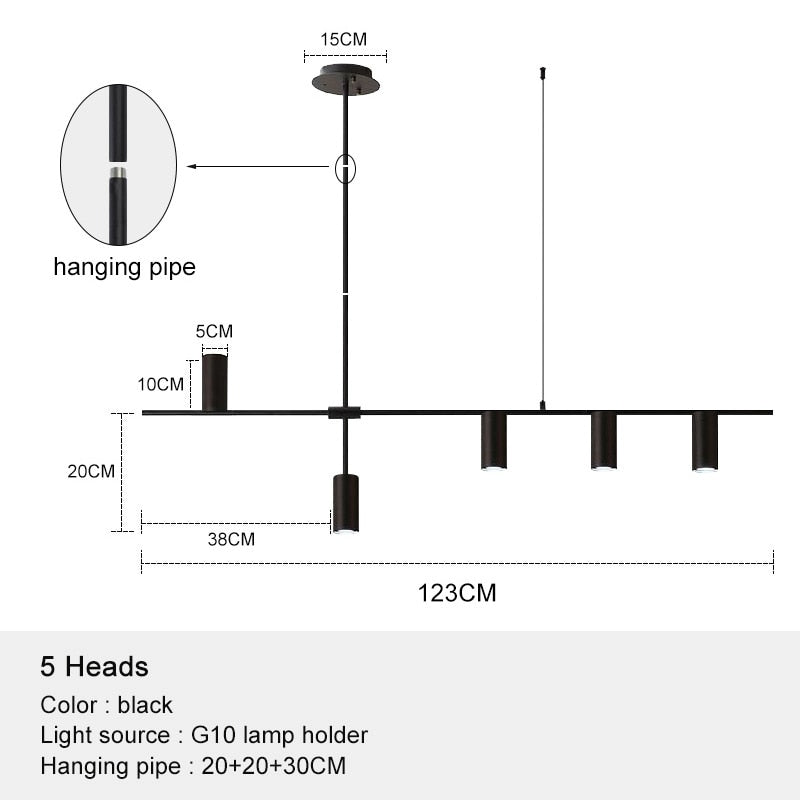 Nordic Modern Longer Chandelier Dining Table Fixtures Black Pendant Lights Restaurant Bar Kitchen Decor Living Room Hanging Lamp